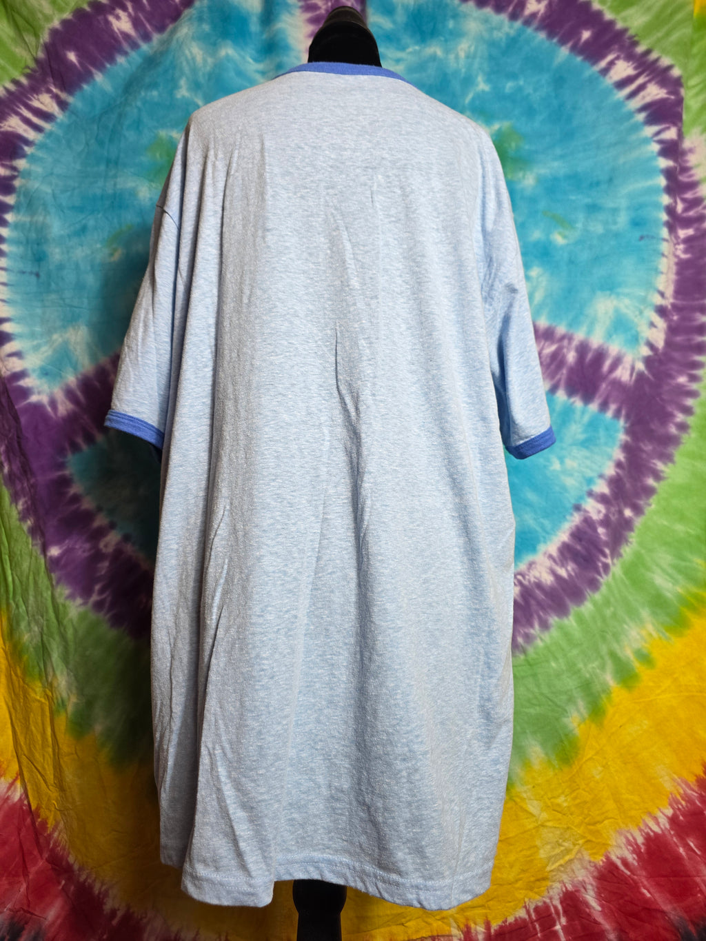 Disney Store XL Blue Ringer Tee Retro Rainbow Mickey Castle