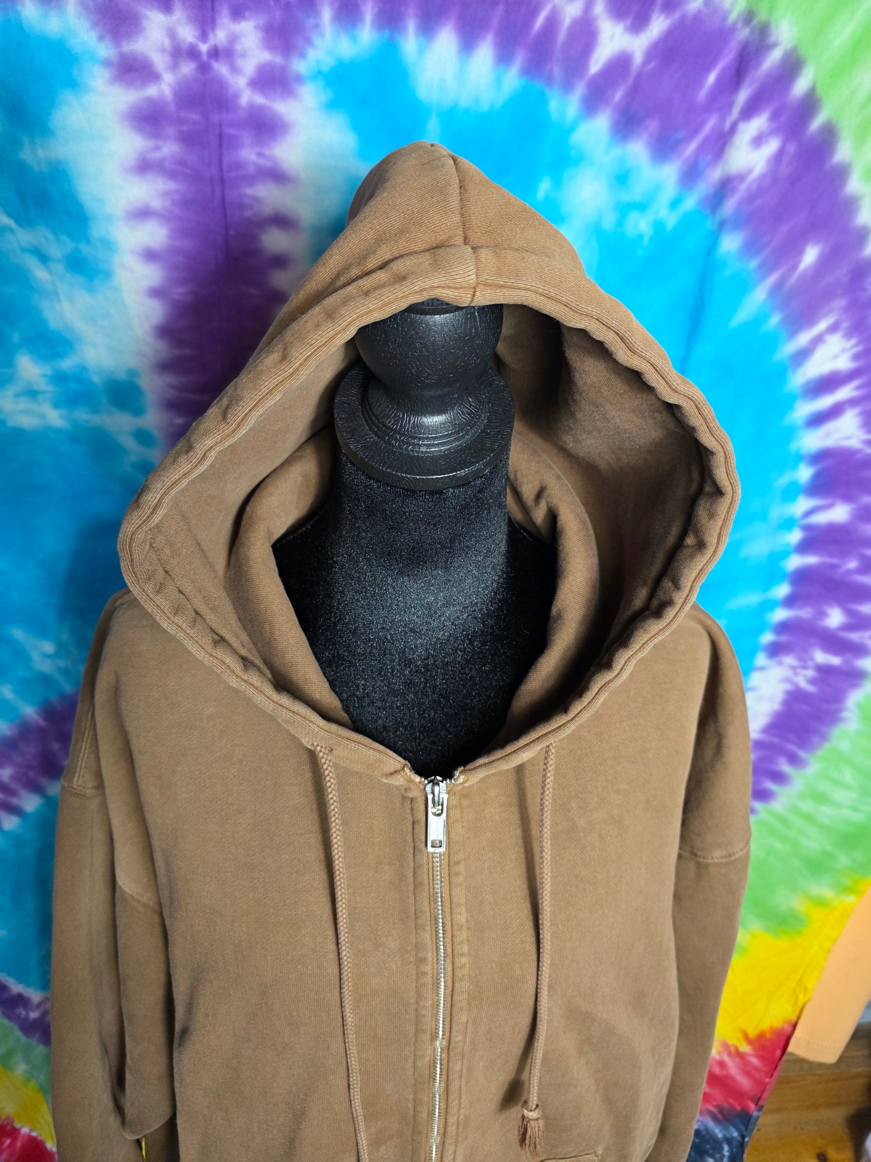 Brandy Melville Brown Zip Up Oversized Hoodie One Size