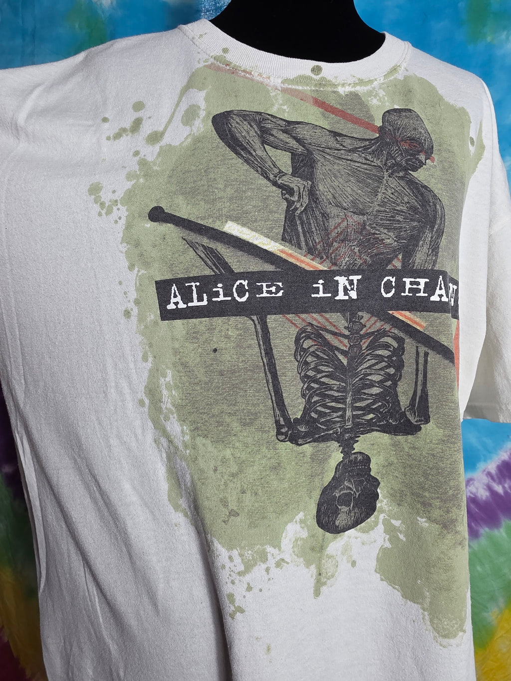 Vintage 90s Alice In Chains Skeleton T Shirt Jerzees XL