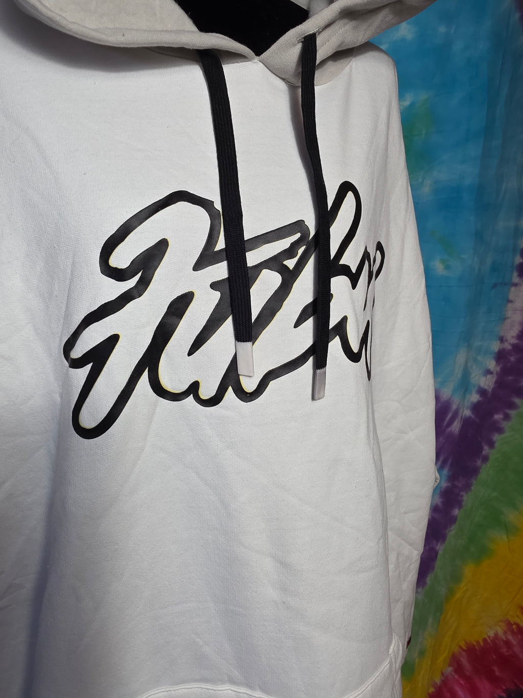 NWT FUBU Vintage Style White Grey Hoodie Sweatshirt 2XL