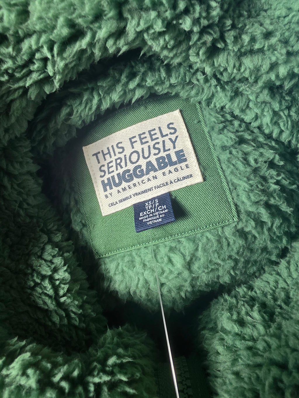 American Eagle Fleece Jacket Green Teddy Sherpa XS/S NWT