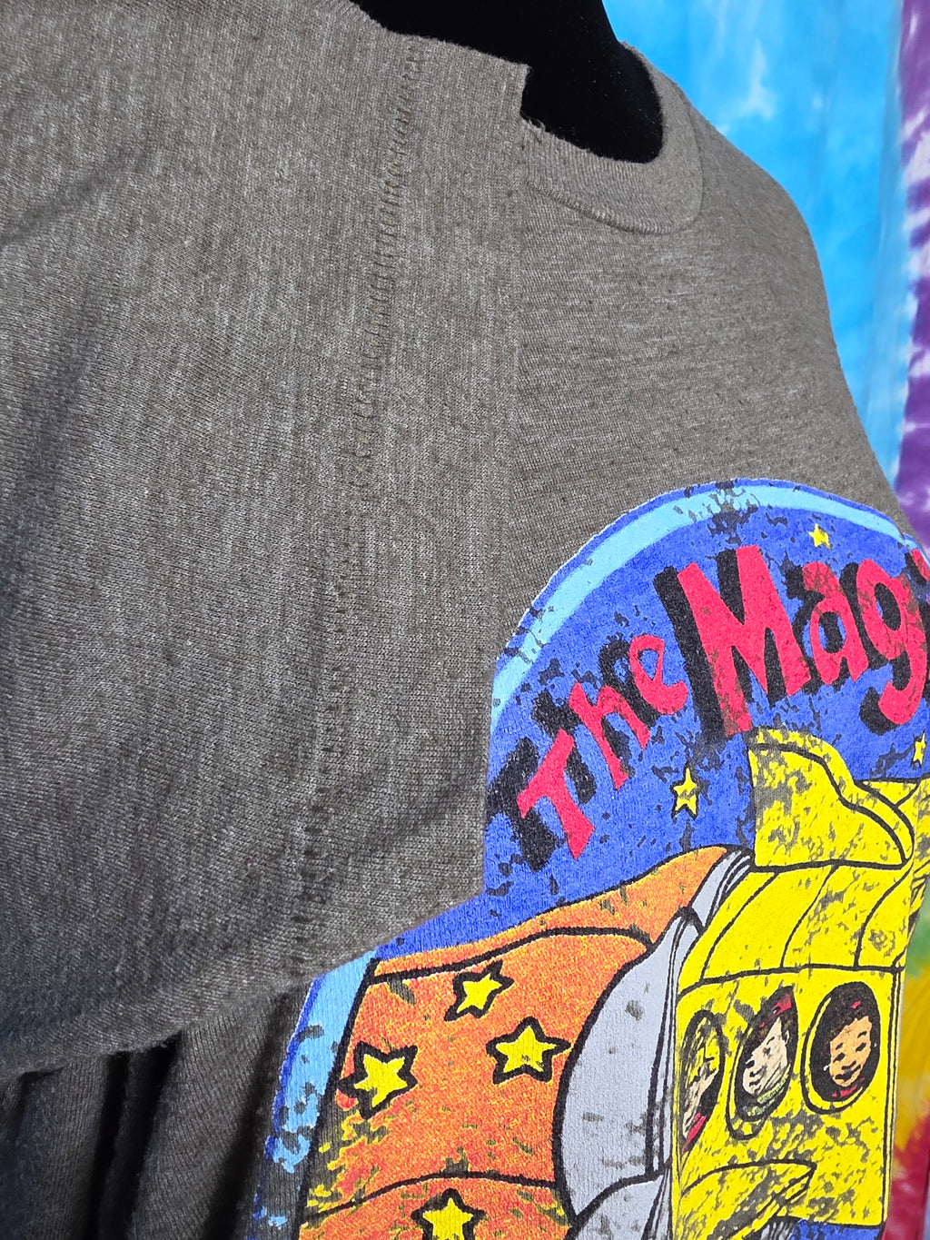 Vintage Magic School Bus Graphic T-Shirt Army Green Large
