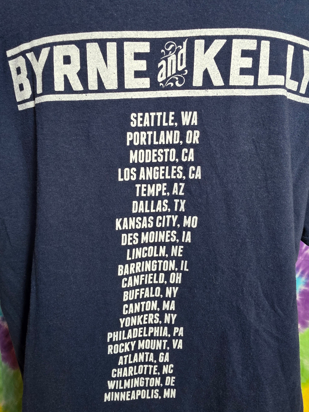 Byrne and Kelly Irish Folk Music Duo Tour T-Shirt Navy Blue Size L