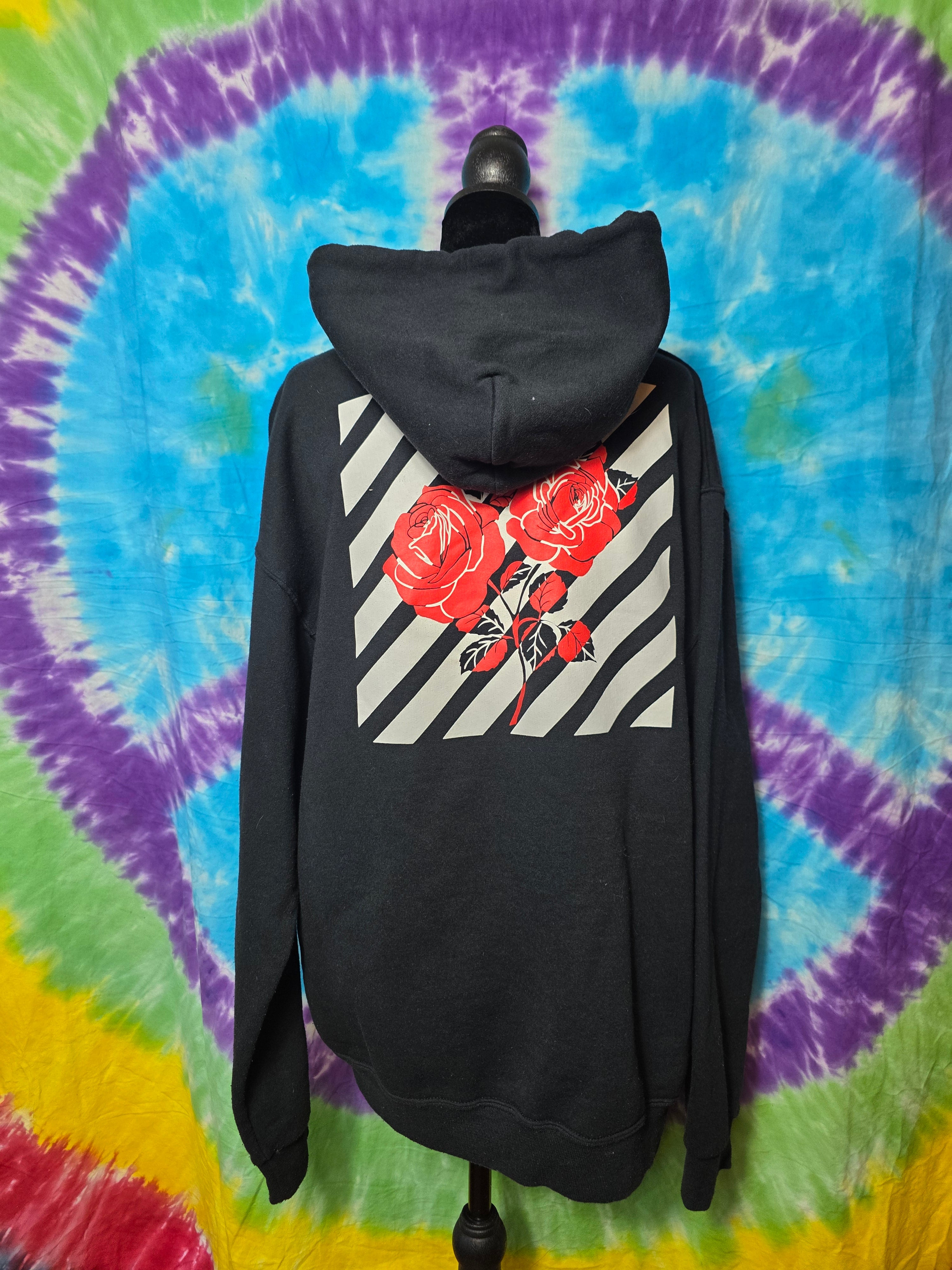 Bowery Supply Co Rose Pullover Hoodie Black Size L