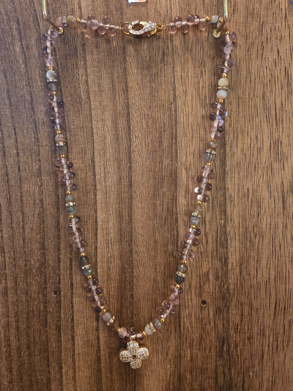 Vintage Botswana Agate & India Glass 21" Necklace - Boho Chic