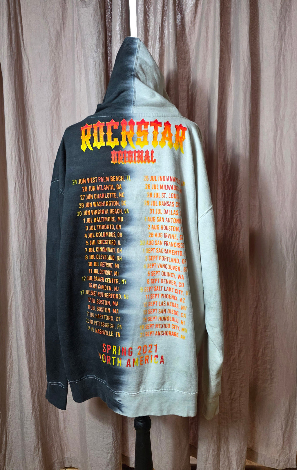 Rockstar Original Men’s 2XL Split Black White Skull Tour Hoodie