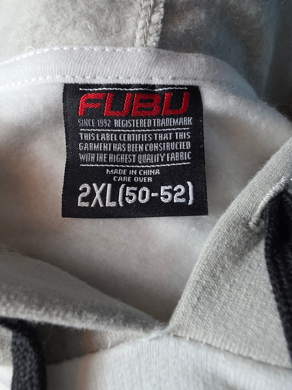 NWT FUBU Vintage Style White Grey Hoodie Sweatshirt 2XL