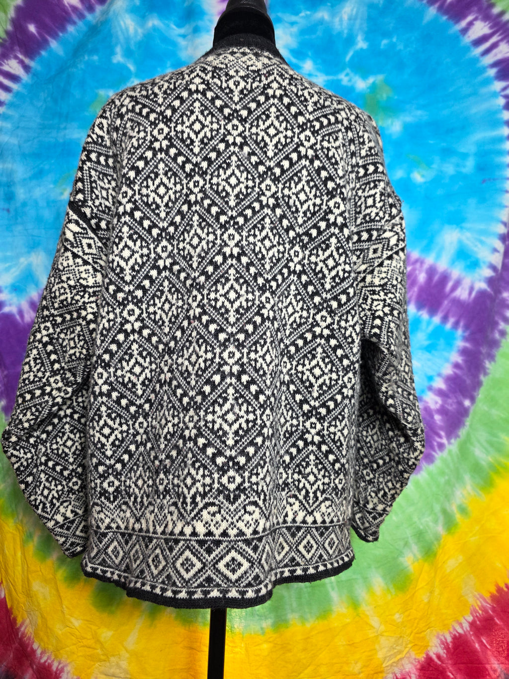 Vintage Norskwear Icelandic Pure Wool Cardigan Floral Trim L