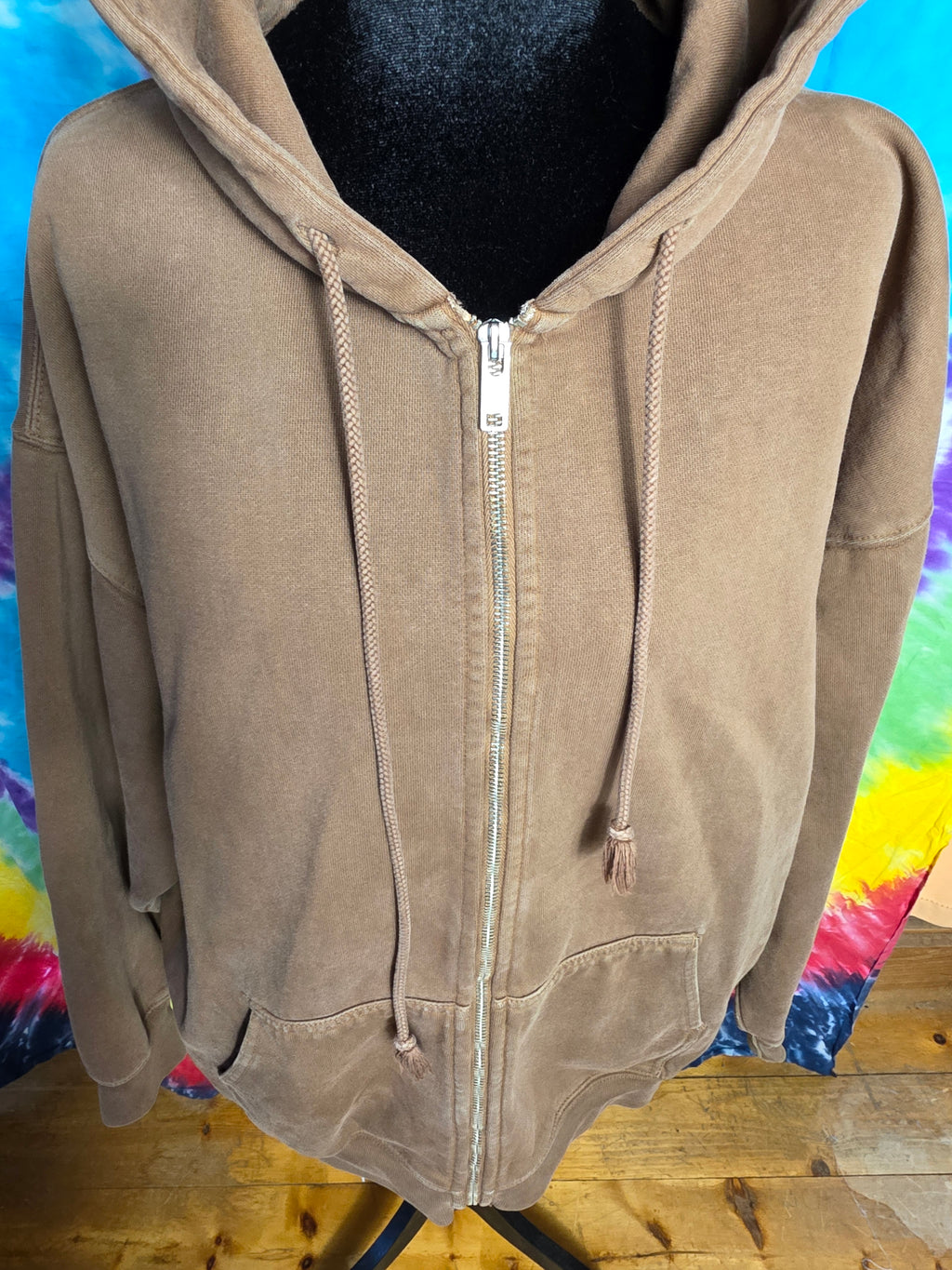 Brandy Melville Brown Zip Up Oversized Hoodie One Size