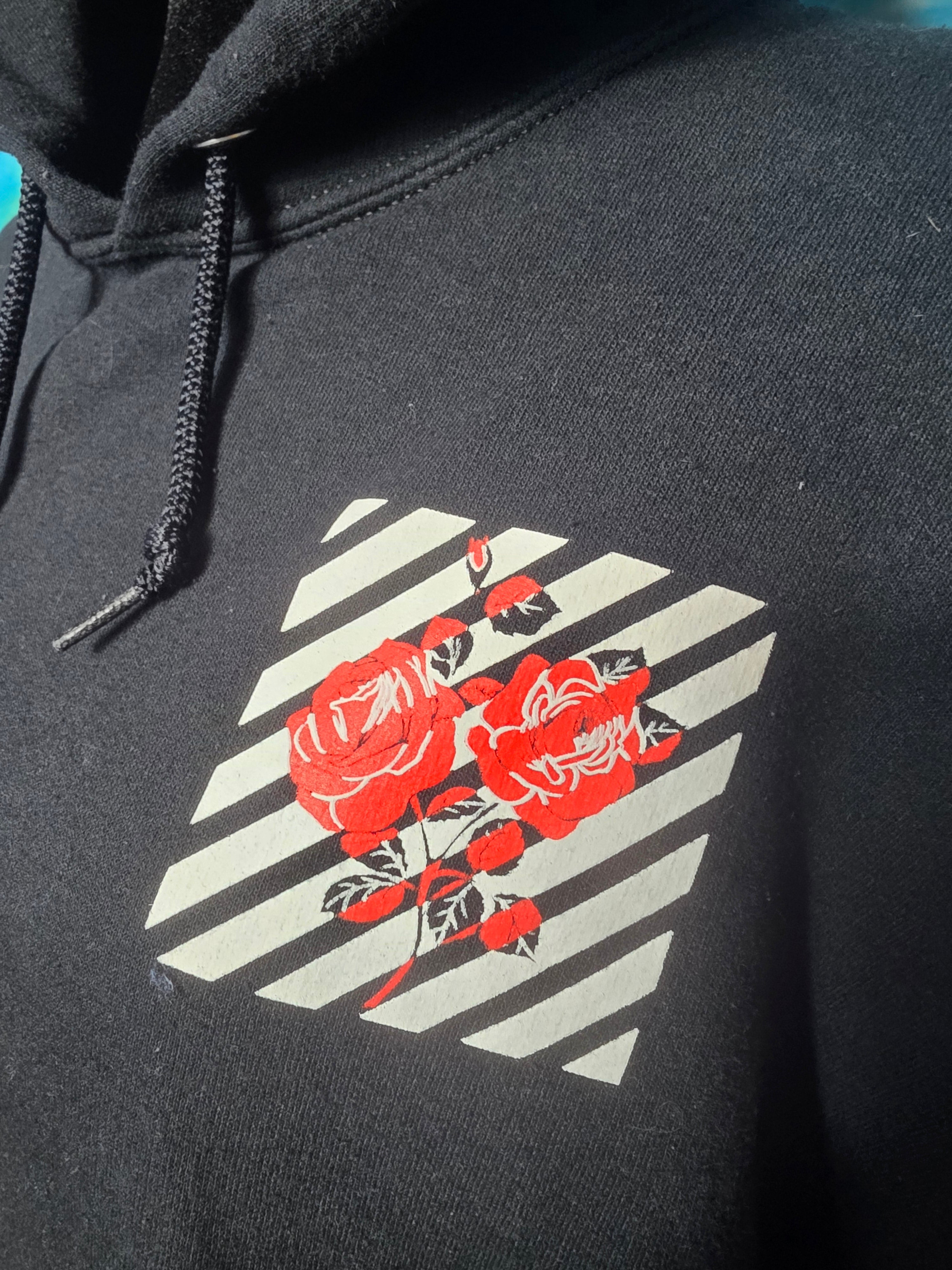 Bowery Supply Co Rose Pullover Hoodie Black Size L