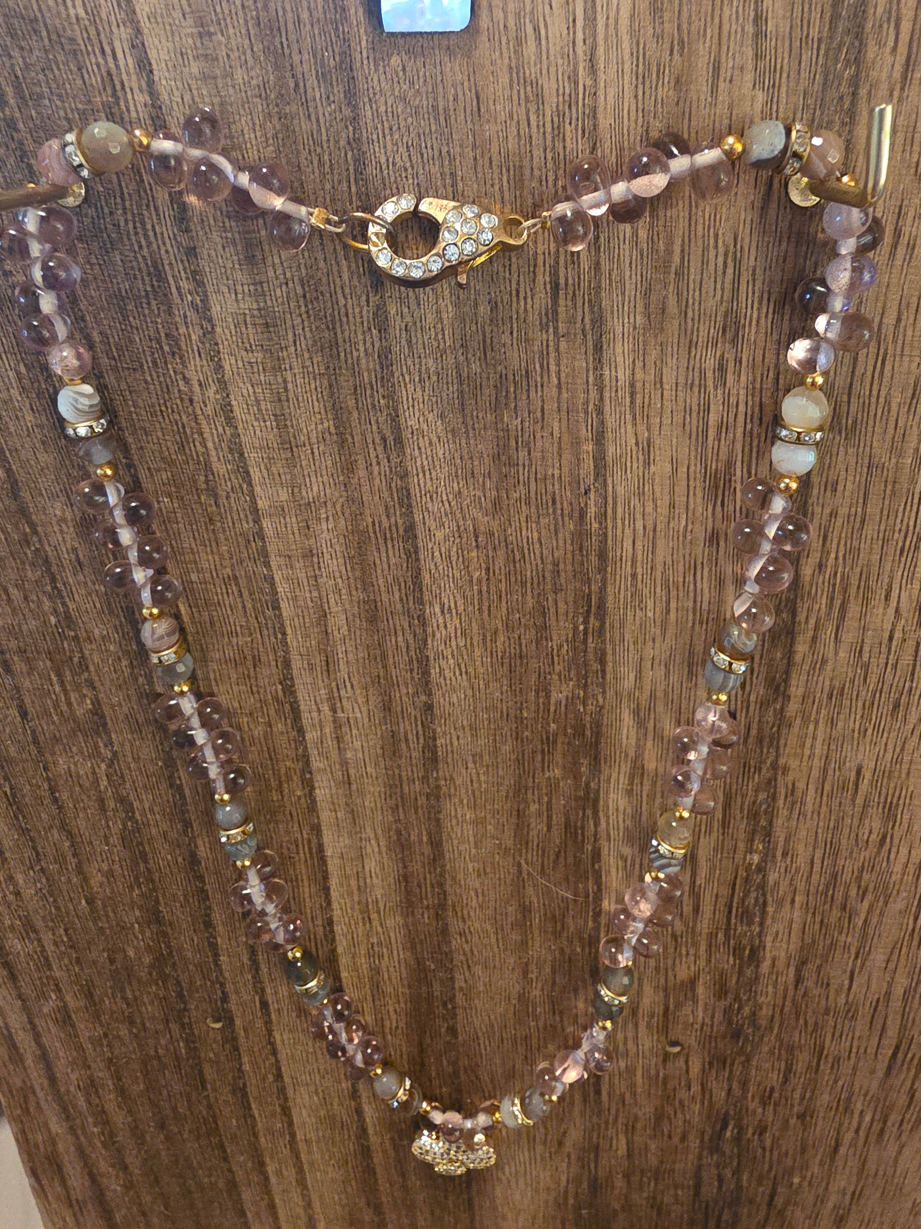 Vintage Botswana Agate & India Glass 21" Necklace - Boho Chic