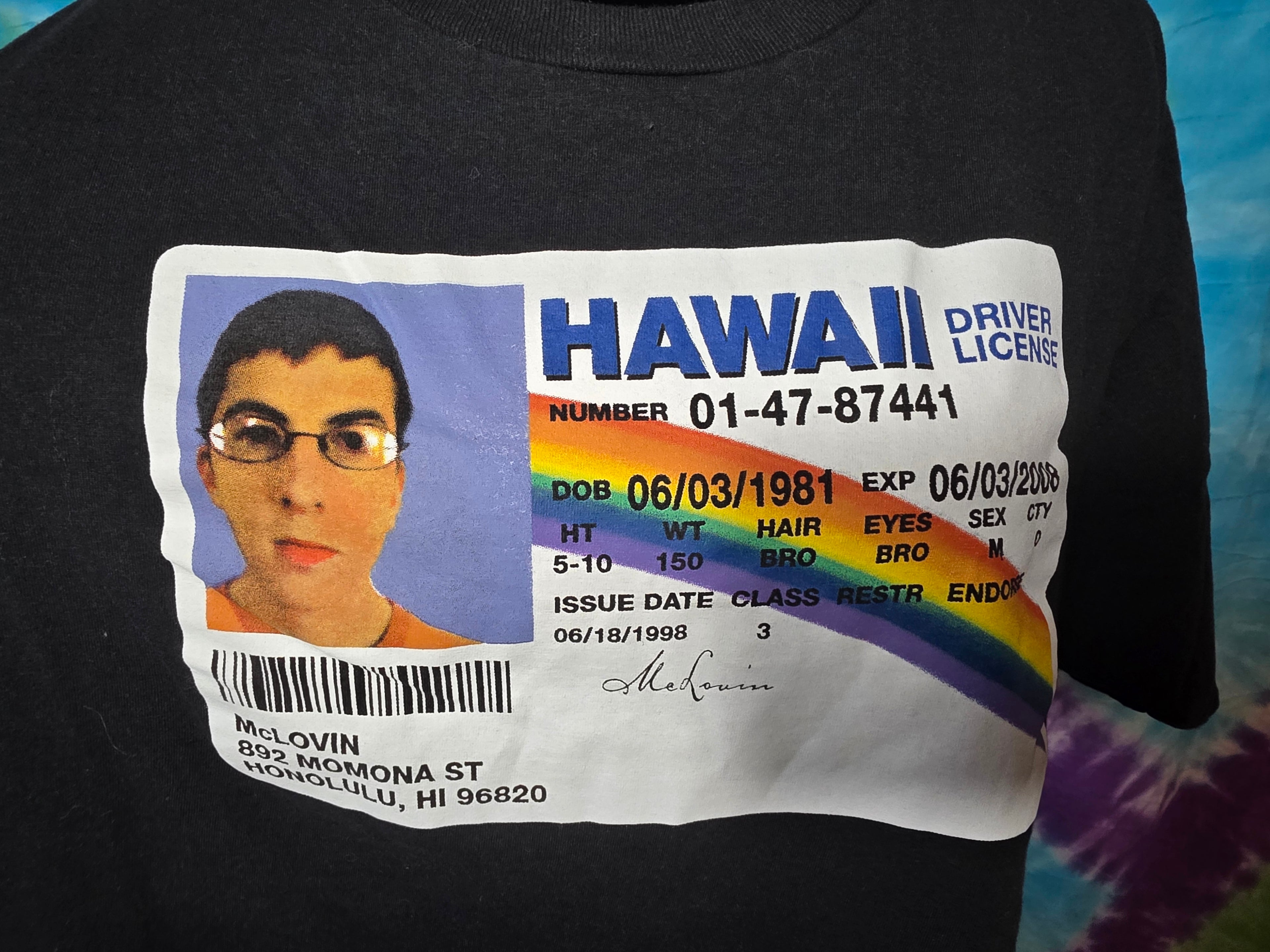 Superbad McLovin Hawaii Driver License T Shirt Black XL