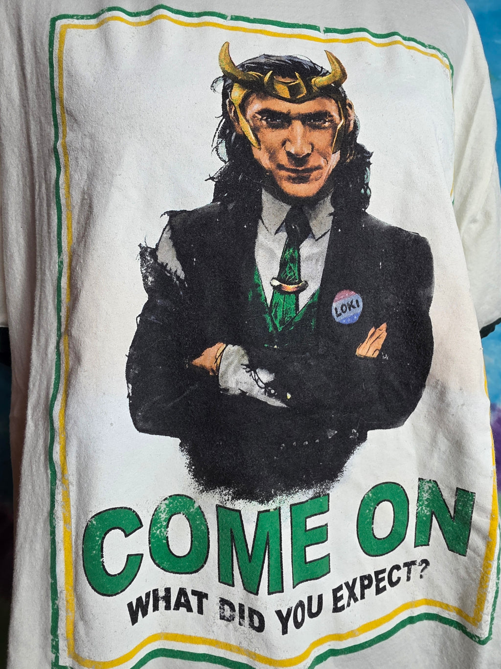 Marvel Studios President Loki Ringer T-Shirt Large Green White