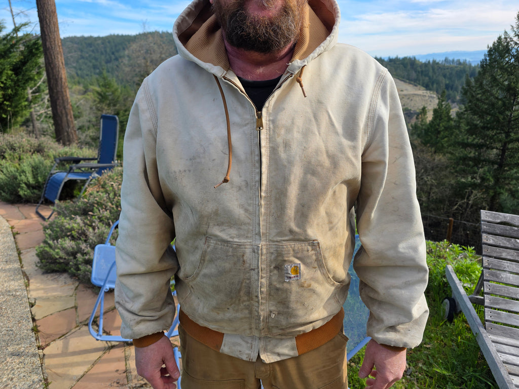 Vintage Carhartt Jacket Cream Off-White Thermal Lined Distressed