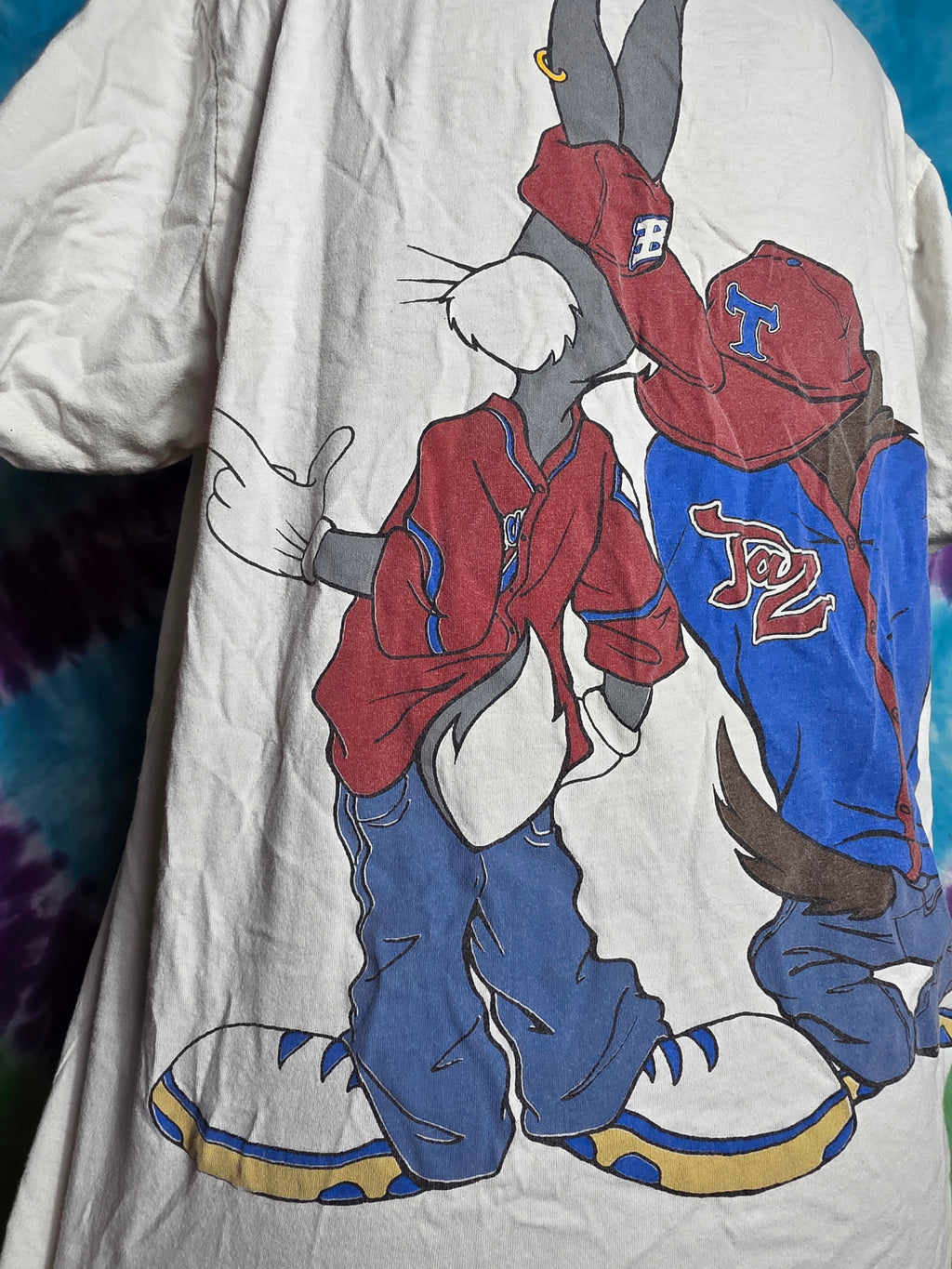 Y2K Vintage Looney Tunes Bugs & Taz Hip Hop Double Sided Tee L