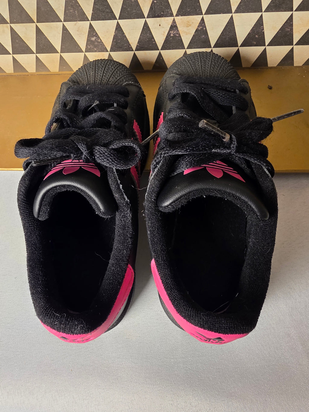 adidas Superstar II C Kids Sneakers Black Hot Pink Size 13K