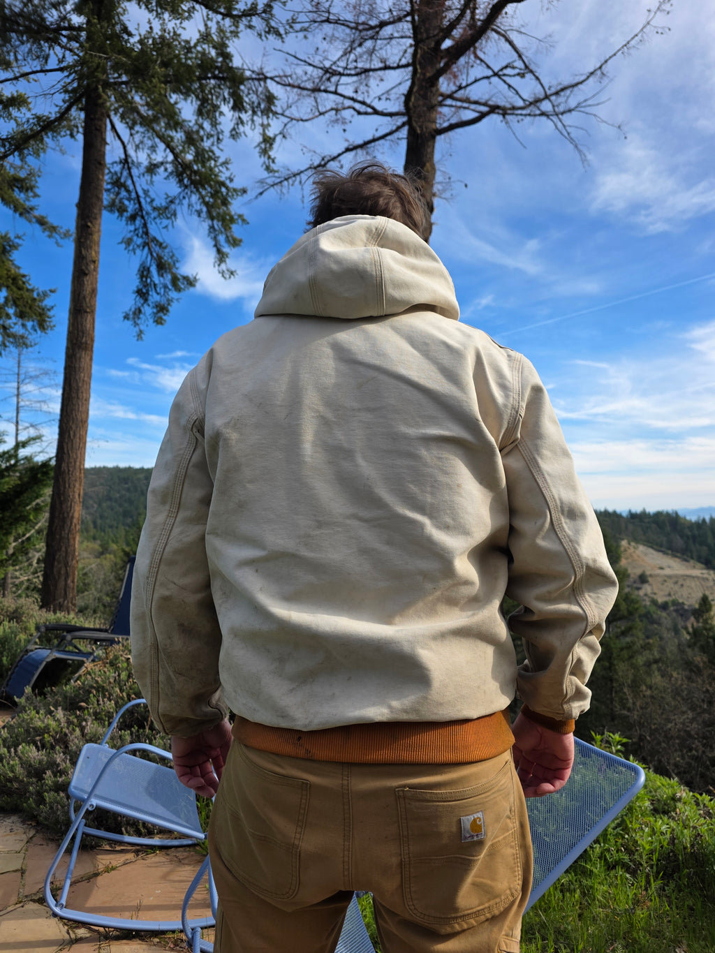 Vintage Carhartt Jacket Cream Off-White Thermal Lined Distressed