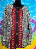 Vintage Norskwear Icelandic Pure Wool Cardigan Floral Trim L