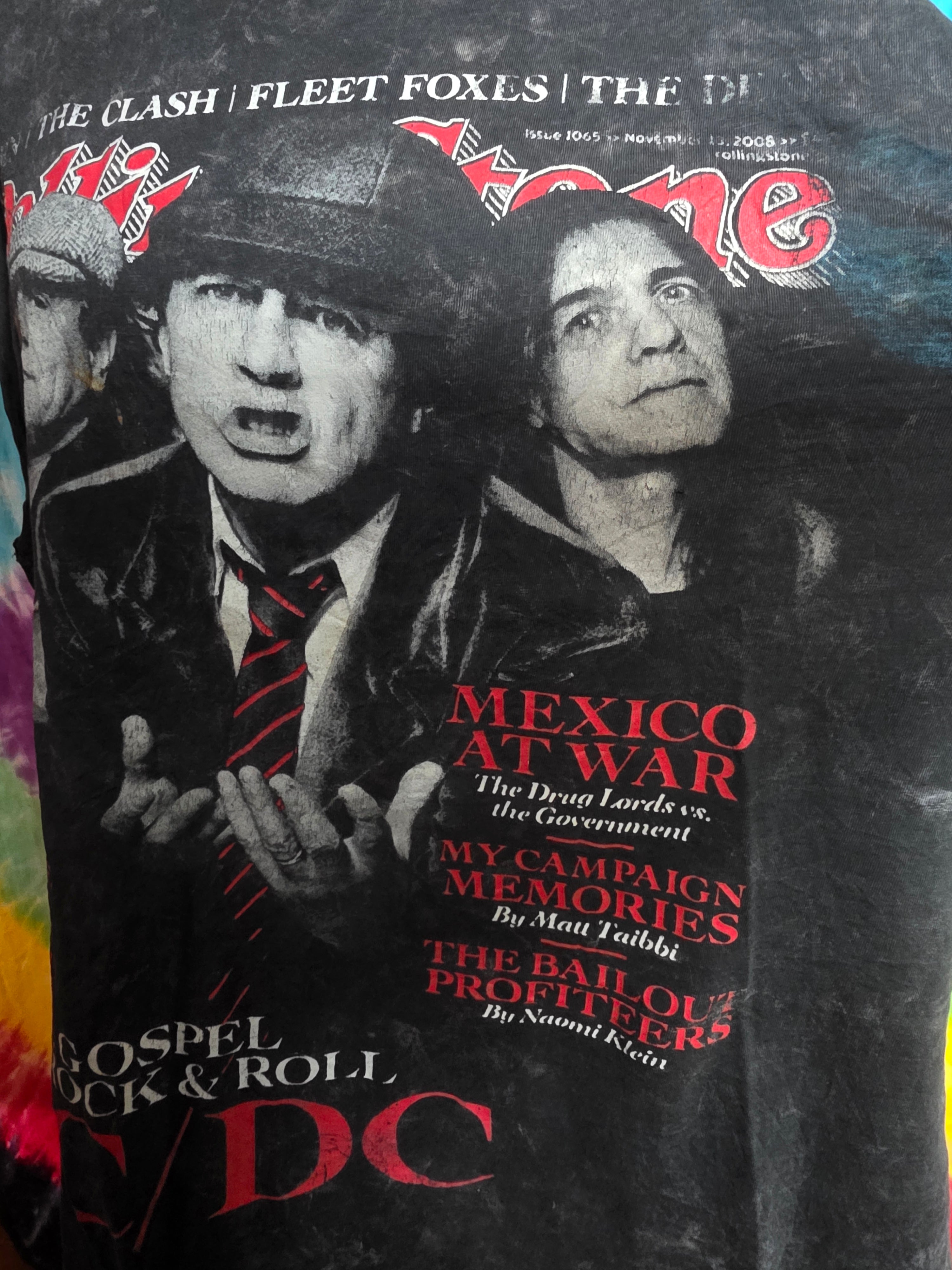 AC/DC Rolling Stone 2008 Cut Off Muscle Tee Acid Wash