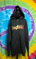 Mac Sabbath Glitter Graphic Black Zip Up Hoodie Size L NWOT