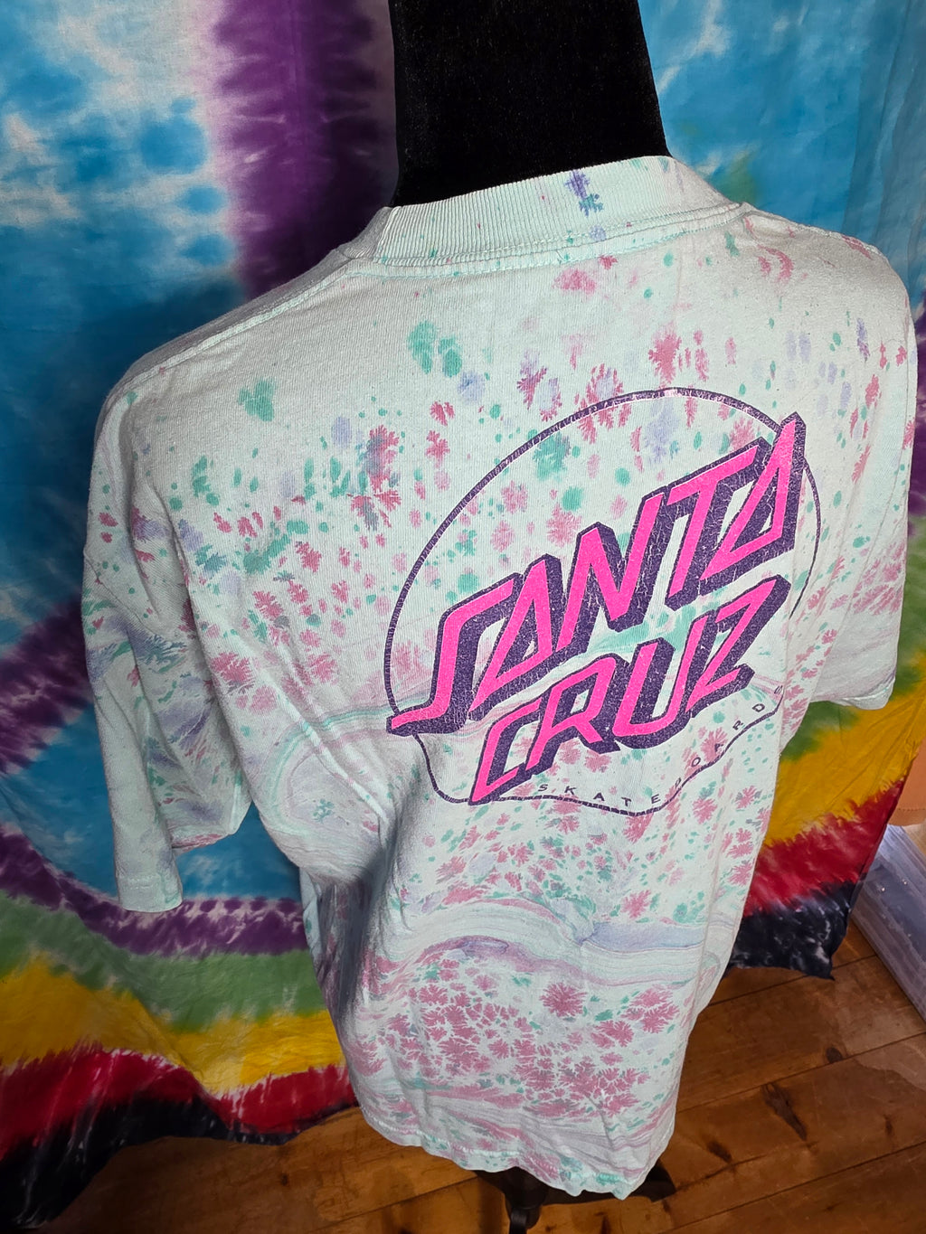Vintage Santa Cruz Skateboards Ice Dye Dot T-Shirt M