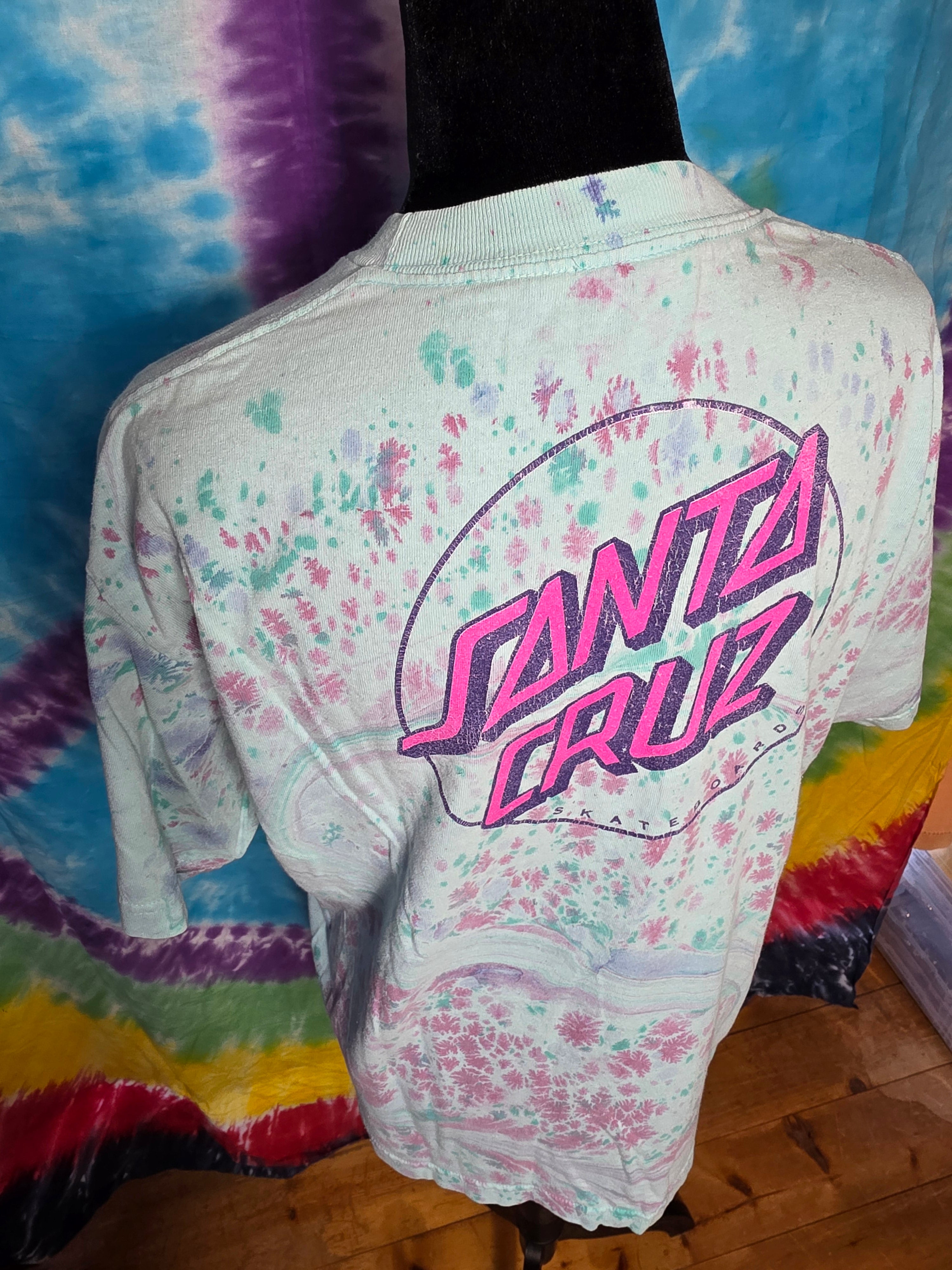 Vintage Santa Cruz Skateboards Ice Dye Dot T-Shirt M