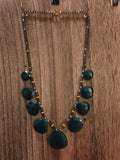 Faceted Smoky Quartz & Deep Teal Green Onxy Statement Necklace