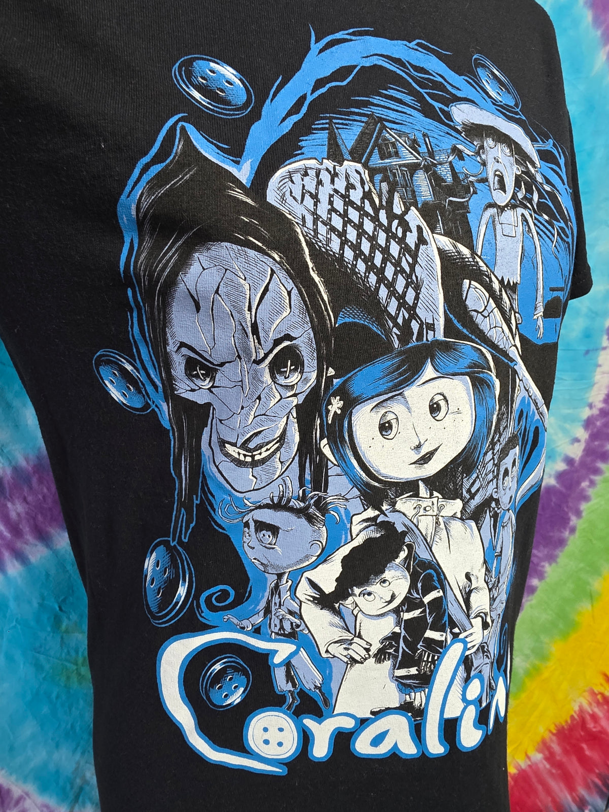 Coraline LAIKA Movie Graphic Tee Black Shirt Small