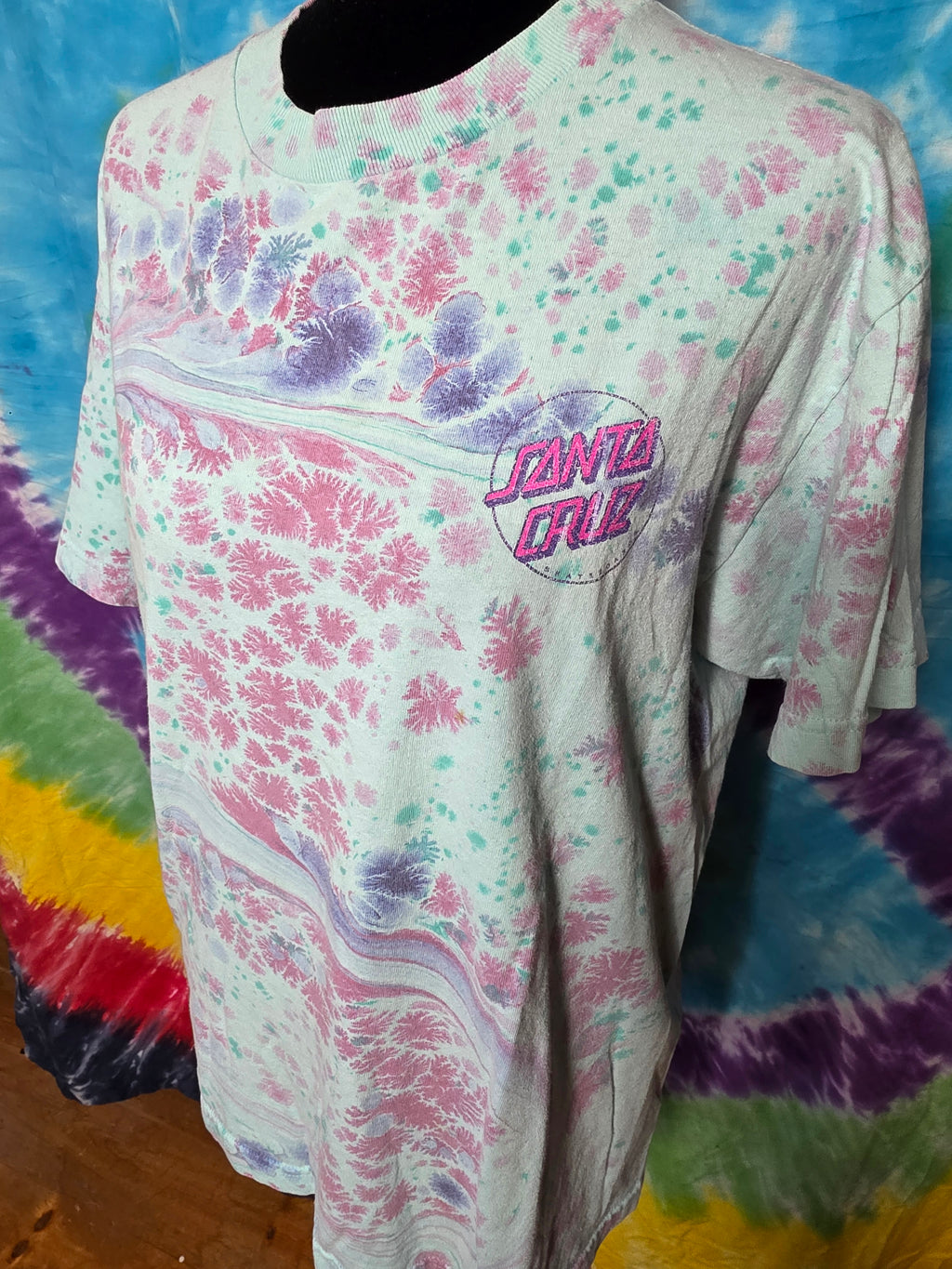 Vintage Santa Cruz Skateboards Ice Dye Dot T-Shirt M