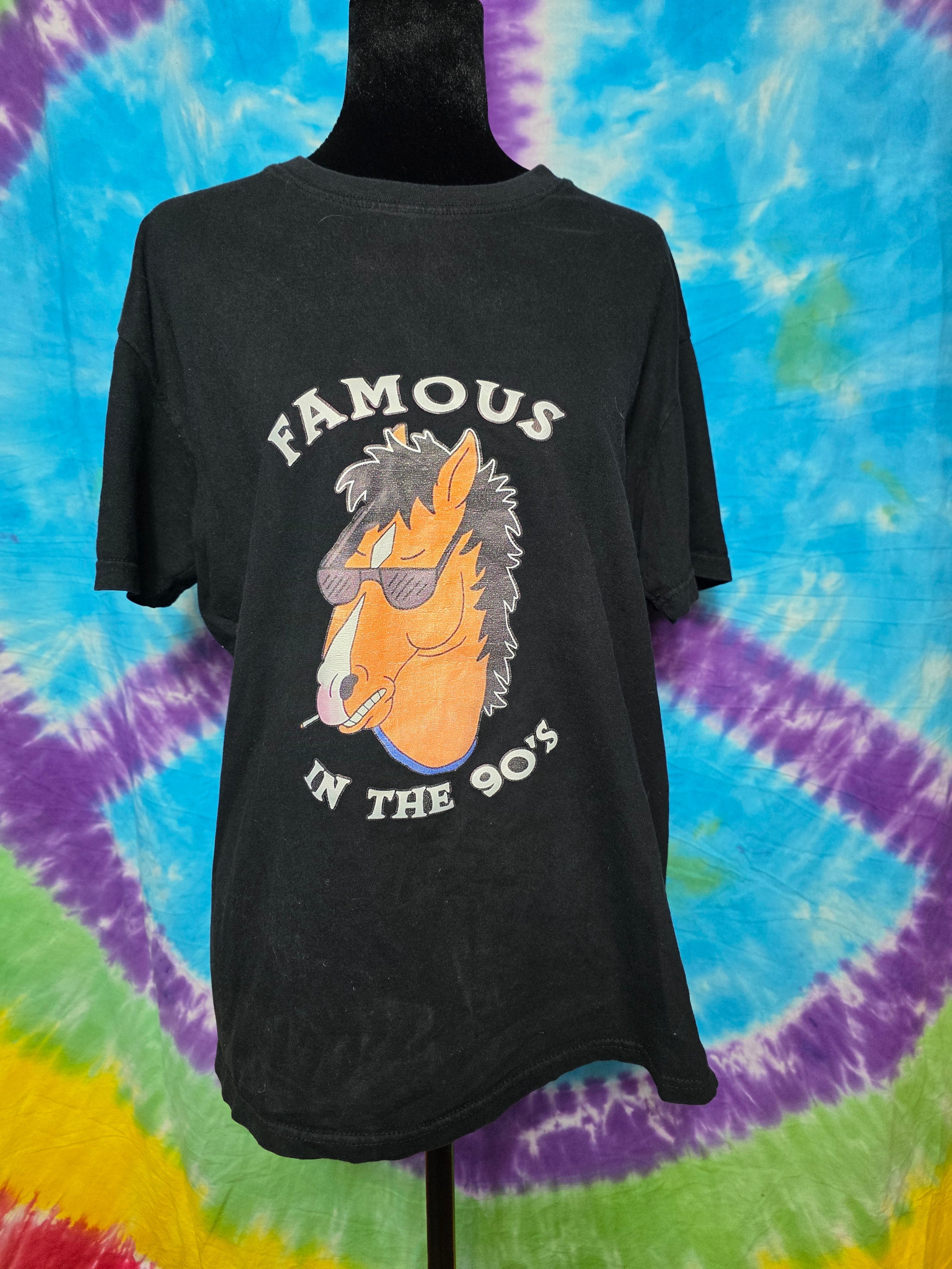 Bojack Horseman Famous in the 90s Black T-Shirt L