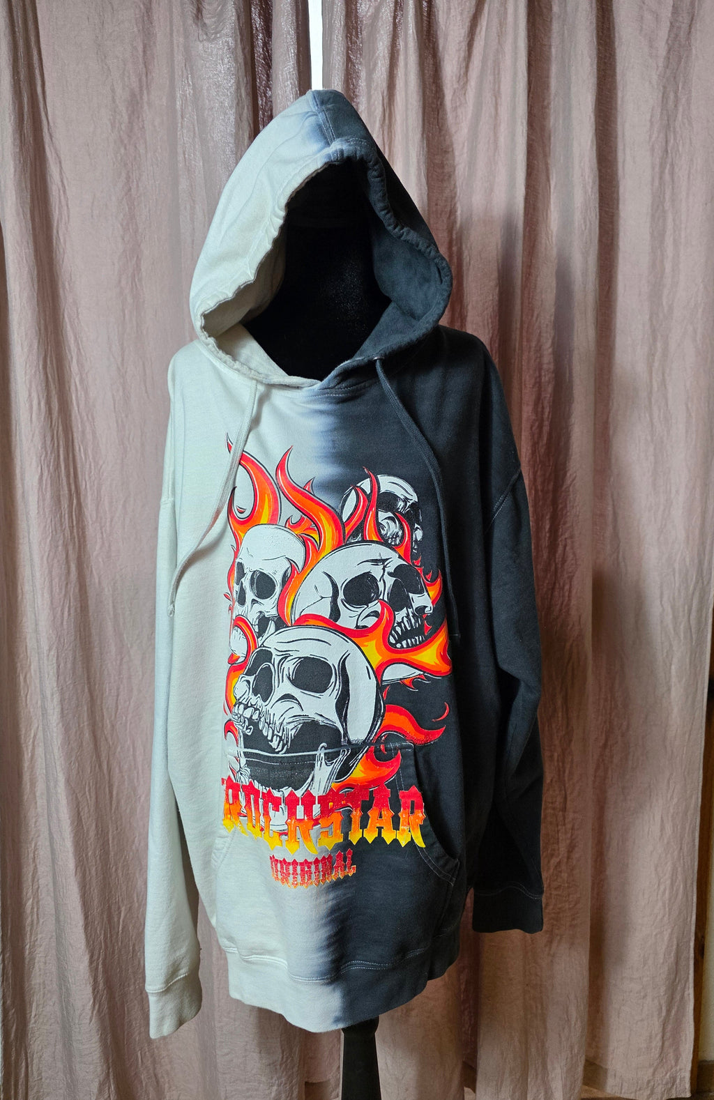 Rockstar Original Men’s 2XL Split Black White Skull Tour Hoodie