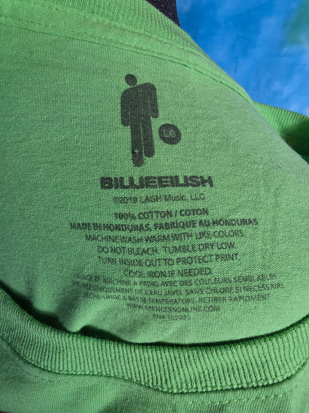 Billie Eilish Blohsh Neon Lime Green Long Sleeve Shirt Size Large