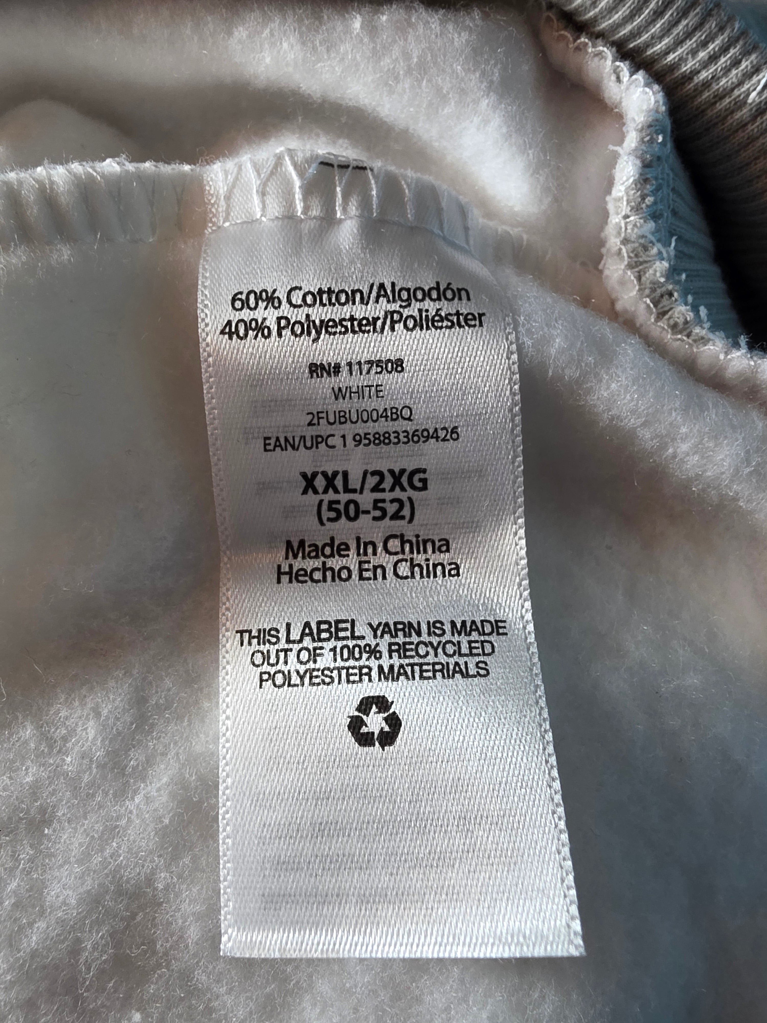 NWT FUBU Vintage Style White Grey Hoodie Sweatshirt 2XL