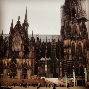 iPad snap of the Dom with snowflakes just starting to fall.